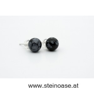 Ohrstecker Schneeflocken Obsidian 8mm